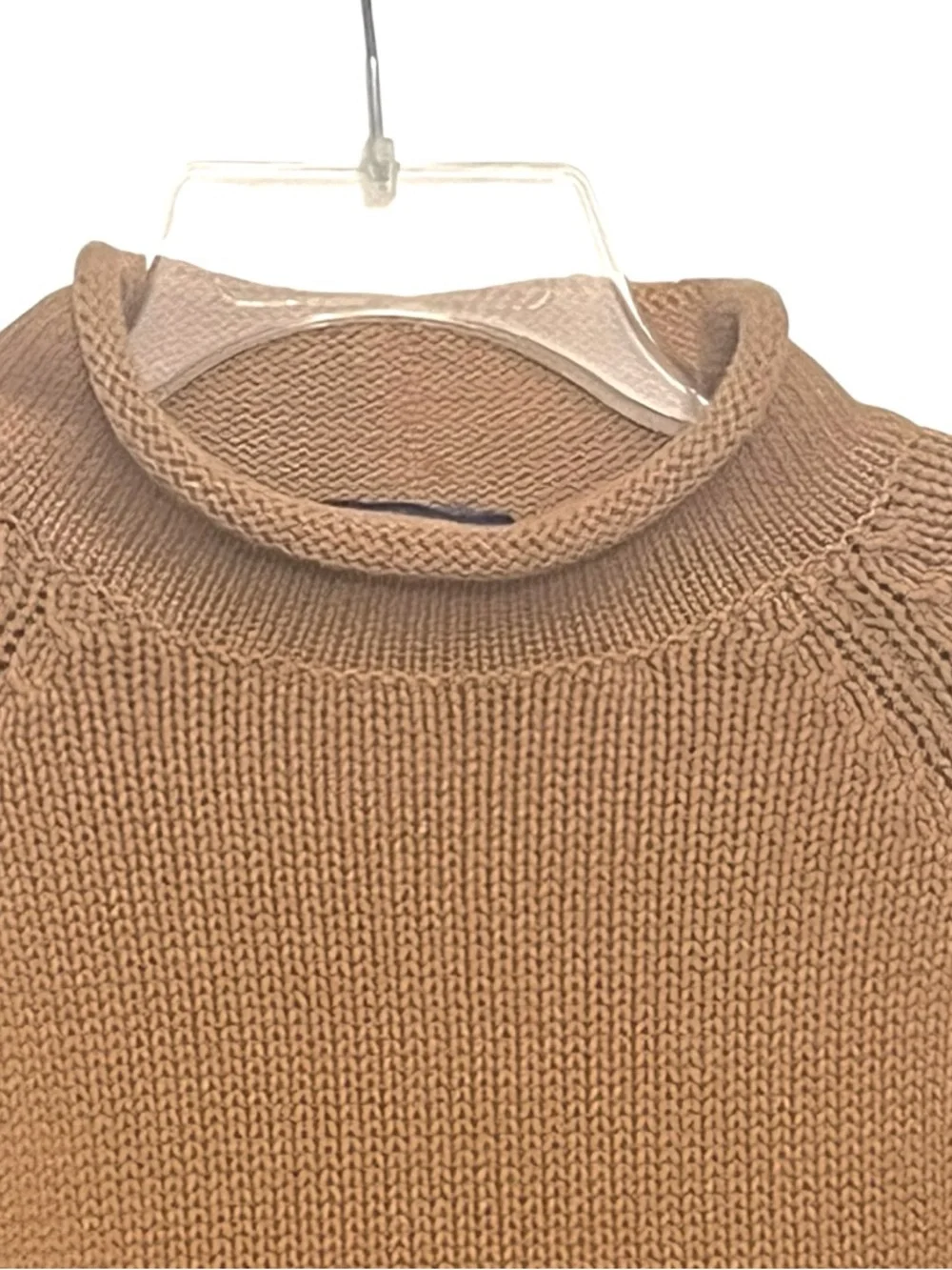 Vtg Y2K J. CREW Roll Neck Collar Chunky Knit Cotton Fisherman Sweater Sz M